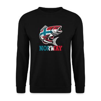 Norway Fischer Fish Angeln Angler Norwegen - Unisex Pullover - Schwarz - Vorne - Alina (178cm) & Michal (187cm)