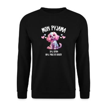 Lustige Cocker Spaniel Hundepyjamas - Unisex Pullover - Schwarz - Vorne - Alina (178cm) & Michal (187cm)