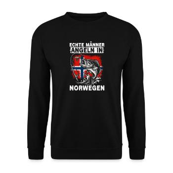 Echte Männer Angeln In Norwegen Angler Fisher - Unisex Pullover - Schwarz - Vorne - Alina (178cm) & Michal (187cm)