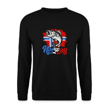 Norway Fischer Fish Angeln Angler Norwegen - Unisex Pullover - Schwarz - Vorne - Alina (178cm) & Michal (187cm)