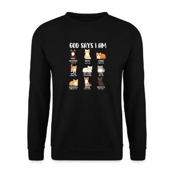 Dieu dit que je suis la foi chrétienne Bible amoureuse des chats - Sweat-shirt Unisexe - noir - Devant - Alina (178cm) & Michal (187cm)