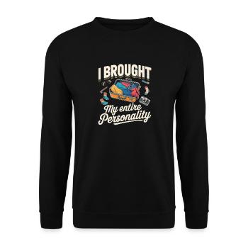 Lustige Rucksacktouristenausrüstung Männer Frauen - Unisex Pullover - Schwarz - Vorne - Alina (178cm) & Michal (187cm)