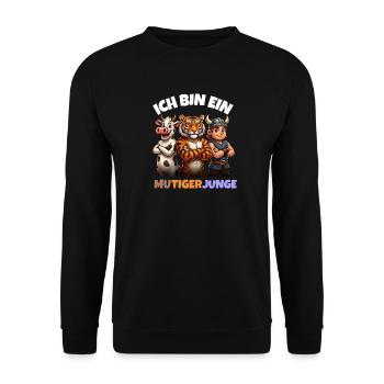 Mu tiger Junge und Tierfreunde - Unisex Pullover - Schwarz - Vorne - Alina (178cm) & Michal (187cm)