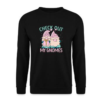 Costume de gnome de jardin Regarde mon gnome gnome - Sweat-shirt Unisexe - noir - Devant - Alina (178cm) & Michal (187cm)