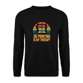 3D Printing Is My Therapy Retro 3D Printer Maker - Unisex Sweatshirt - black - Front - Alina (178cm) & Michal (187cm)