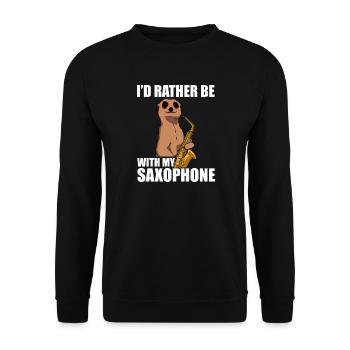 Je préfère être avec mon saxophoniste - Sweat-shirt Unisexe - noir - Devant - Alina (178cm) & Michal (187cm)