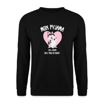 Lustige Husky-Hundepyjamas - Unisex Pullover - Schwarz - Vorne - Alina (178cm) & Michal (187cm)