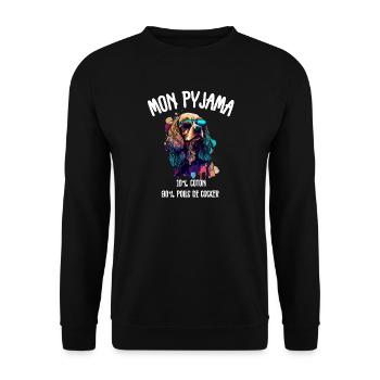 Funny Cocker Spaniel Dog Pajamas - Unisex Sweatshirt - black - Front - Alina (178cm) & Michal (187cm)