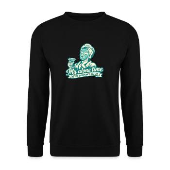 Quality time Self Care Women Relaxed & Fun - Unisex Sweatshirt - black - Front - Alina (178cm) & Michal (187cm)