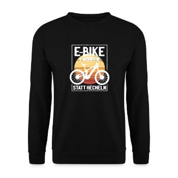 E-Bike Smile Instead of Panting – Funny E-Bike Spr - Unisex Sweatshirt - black - Front - Alina (178cm) & Michal (187cm)
