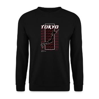 Japanese Tokyo Streetwear - Unisex Sweatshirt - black - Front - Alina (178cm) & Michal (187cm)