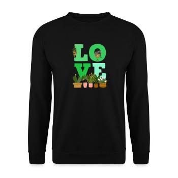 Pflanzenliebhaber Liebe Pflanzen Sukkulente Blume - Unisex Pullover - Schwarz - Vorne - Alina (178cm) & Michal (187cm)