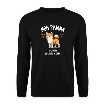 Shiba Humor Dog Pajamas - Unisex Sweatshirt - black - Front - Alina (178cm) & Michal (187cm)
