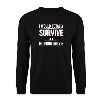 Gruselige Horrorfilm-Fans Halloween-Horrorfilm - Unisex Pullover - Schwarz - Vorne - Alina (178cm) & Michal (187cm)