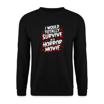 Gruselige Horrorfilm-Fans Halloween-Horrorfilm - Unisex Pullover - Schwarz - Vorne - Alina (178cm) & Michal (187cm)