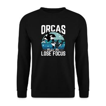 Funny Orca - Unisex Sweatshirt - black - Front - Alina (178cm) & Michal (187cm)