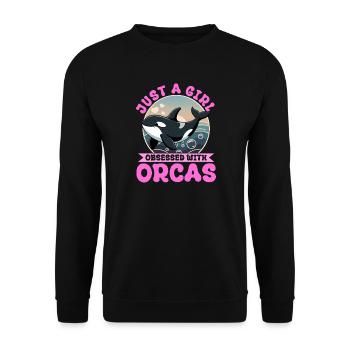 Funny Orca - Unisex Sweatshirt - black - Front - Alina (178cm) & Michal (187cm)