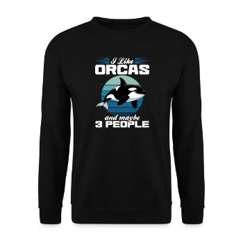 Funny Orca - Unisex Sweatshirt - black - Front - Alina (178cm) & Michal (187cm)