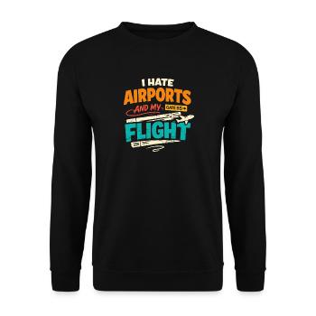 Anxiété liée au voyage, humour à l’aéroport, chaos à l’aéroport, c’est - Sweat-shirt Unisexe - noir - Devant - Alina (178cm) & Michal (187cm)