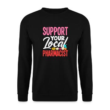 Support your local pharmacist - Unisex Sweatshirt - black - Front - Alina (178cm) & Michal (187cm)
