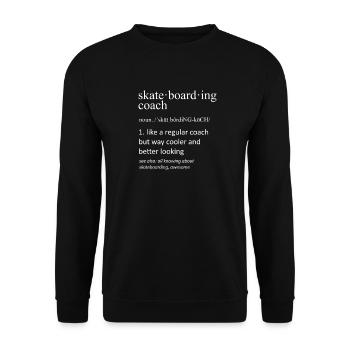 Skateboarding-Coach-Definition lustiger Skater - Unisex Pullover - Schwarz - Vorne - Alina (178cm) & Michal (187cm)
