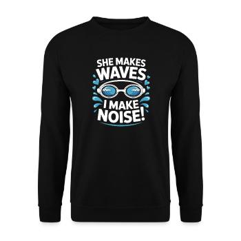 Schwimmen Sprüche Lustiges Schwimmen Geschenk - Unisex Pullover - Schwarz - Vorne - Alina (178cm) & Michal (187cm)