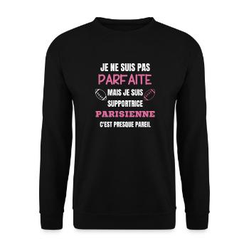 Supportrice Rugby Parisienne Humour - Sweat-shirt Unisexe - noir - Devant - Alina (178cm) & Michal (187cm)
