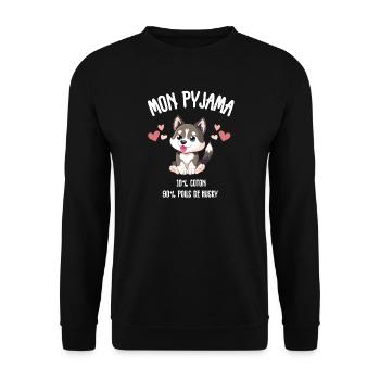 Lustige Husky-Hundepyjamas - Unisex Pullover - Schwarz - Vorne - Alina (178cm) & Michal (187cm)