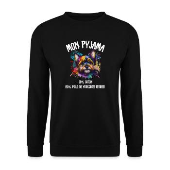 Pyjama Chien Yorkshire Drôle - Sweat-shirt Unisexe - noir - Devant - Alina (178cm) & Michal (187cm)