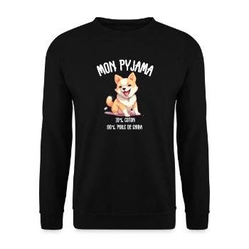 Shiba Humor Dog Pajamas - Unisex Sweatshirt - black - Front - Alina (178cm) & Michal (187cm)