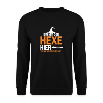 Je suis ici avec la sorcière Halloween - Sweat-shirt Unisexe - noir - Devant - Alina (178cm) & Michal (187cm)