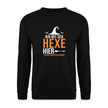 Je suis ici avec la sorcière Halloween - Sweat-shirt Unisexe - noir - Devant - Alina (178cm) & Michal (187cm)