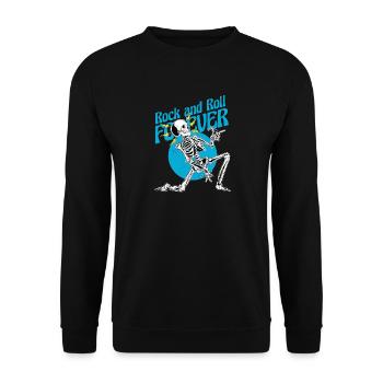 Skeleton Guitar Pick – Rock and Roll Forever Metal - Unisex Pullover - Schwarz - Vorne - Alina (178cm) & Michal (187cm)