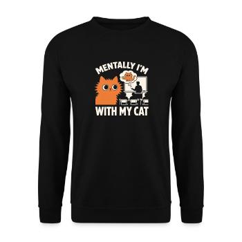 Mentalement, je suis avec mon chat drôle d’humeur de professeur - Sweat-shirt Unisexe - noir - Devant - Alina (178cm) & Michal (187cm)