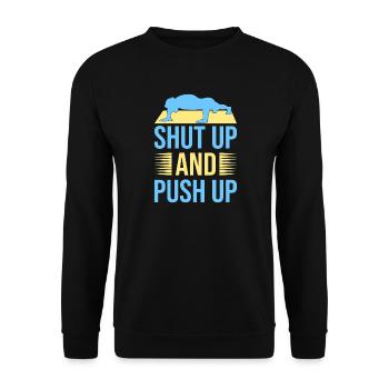 Fitness Fanatics Shut Up & Push Up Calisthenics - Unisex Sweatshirt - black - Front - Alina (178cm) & Michal (187cm)