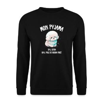 Lustiger Hund Bichon-Schlafanzug - Unisex Pullover - Schwarz - Vorne - Alina (178cm) & Michal (187cm)