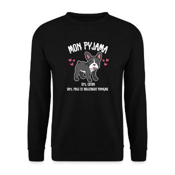 Pyjama Chien Bouledogue Français Humour - Sweat-shirt Unisexe - noir - Devant - Alina (178cm) & Michal (187cm)