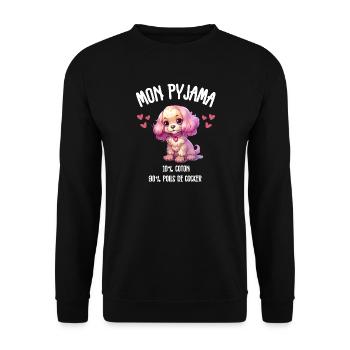 Lustige Cocker Spaniel Hundepyjamas - Unisex Pullover - Schwarz - Vorne - Alina (178cm) & Michal (187cm)
