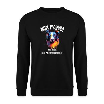 Pyjama Drôle Chien Border Collie - Sweat-shirt Unisexe - noir - Devant - Alina (178cm) & Michal (187cm)
