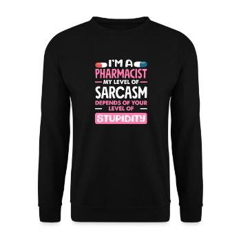 My level of sarcasm pharmacist - Unisex Sweatshirt - black - Front - Alina (178cm) & Michal (187cm)
