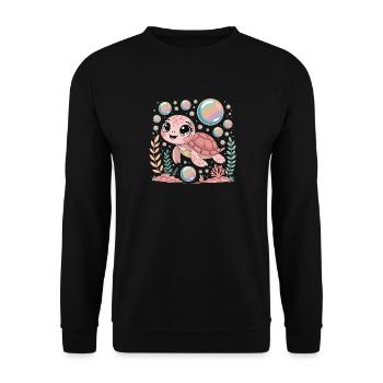 Cute Baby Sea Turtle Underwater With - Unisex Sweatshirt - black - Front - Alina (178cm) & Michal (187cm)