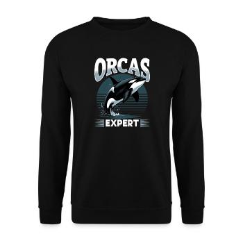 Funny Orca - Unisex Sweatshirt - black - Front - Alina (178cm) & Michal (187cm)