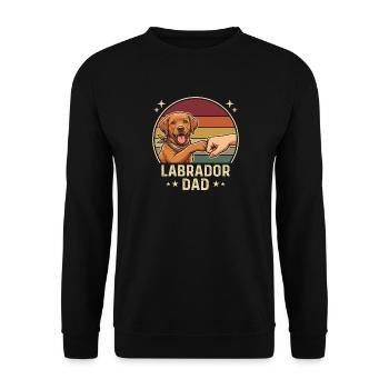 Retro Labrador Dad Foxred Pfotenclash - Unisex Pullover - Schwarz - Vorne - Alina (178cm) & Michal (187cm)