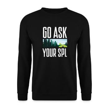 Fragen Sie Ihren Spl Scout Scouting Camping - Unisex Pullover - Schwarz - Vorne - Alina (178cm) & Michal (187cm)