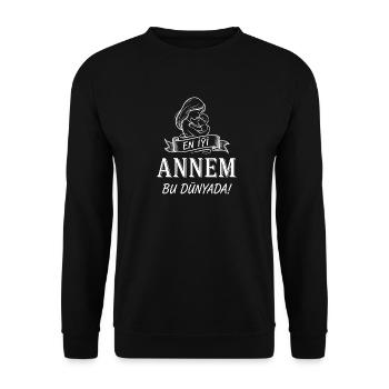 Best Mom in the World - Mother & Child Illustration - Unisex Sweatshirt - black - Front - Alina (178cm) & Michal (187cm)