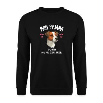 Jack Russell Hundepyjama-Humor - Unisex Pullover - Schwarz - Vorne - Alina (178cm) & Michal (187cm)
