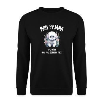Lustiger Hund Bichon-Schlafanzug - Unisex Pullover - Schwarz - Vorne - Alina (178cm) & Michal (187cm)