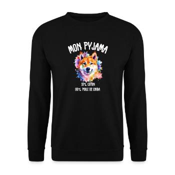 Shiba Humor Dog Pajamas - Unisex Sweatshirt - black - Front - Alina (178cm) & Michal (187cm)