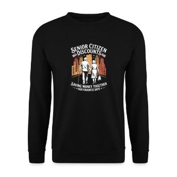 Humor for Seniors Savings Jokes Retirement Life - Unisex Sweatshirt - black - Front - Alina (178cm) & Michal (187cm)