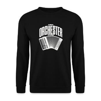 Kein Orchester ohne Akkordeon für Akkordeonspieler - Unisex Pullover - Schwarz - Vorne - Alina (178cm) & Michal (187cm)